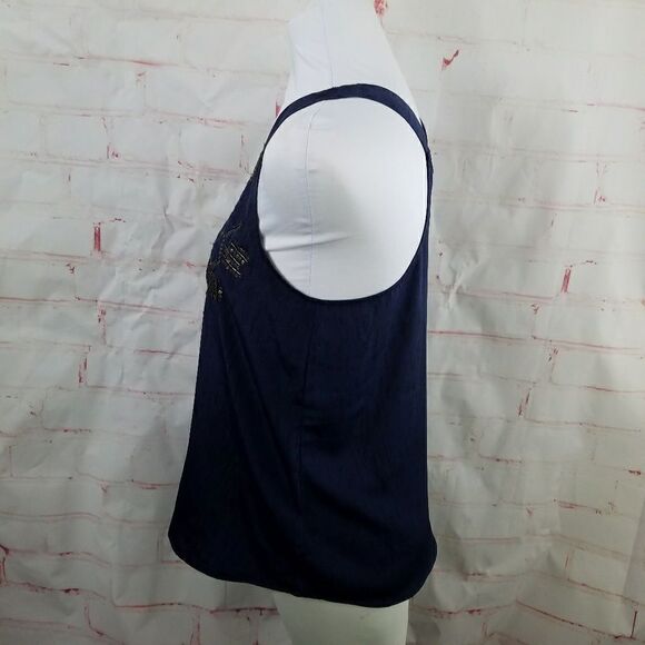 3/$25 Ecote blue tank sequins bronze detail medium - Picture 5 of 7